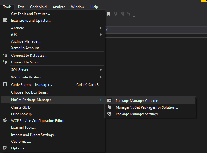 SelecionarPackagerManagerConsole
